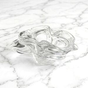 Art Vannes Lead Crystal Bowl: Mid-Century Modern Organic Splash Design France